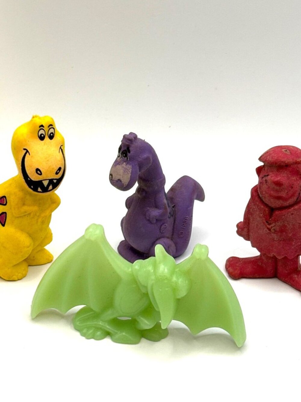 Vintage Flintstones 1987-1990 Cereal Mini Figures: Barney, Dino, Etc. - Lot of 4
